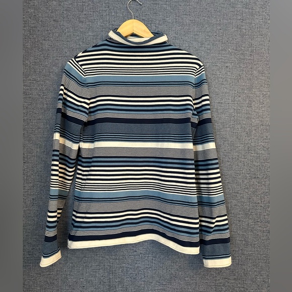 Duluth Trading Co Tops - Duluth Trading Co Blue Striped Rolled Turtleneck and Rolled Hems.